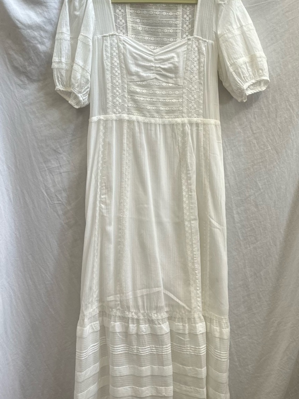 Reformation White Lace-Trim Cotton Maxi Dress